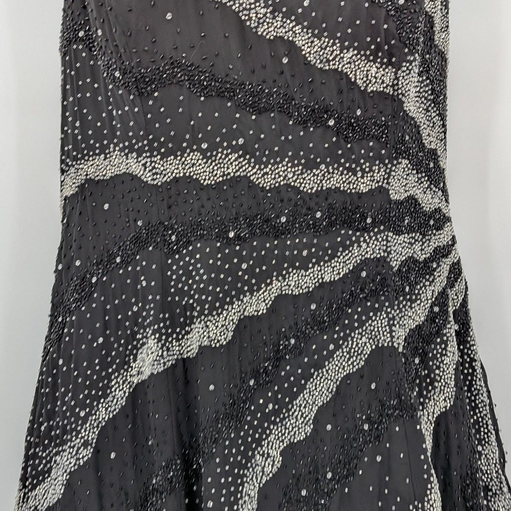 Prom Whimsigoth Y2K Black Halter Silver Sunburst 90s Beads Sequin 20 Long Dress - Picture 12 of 16